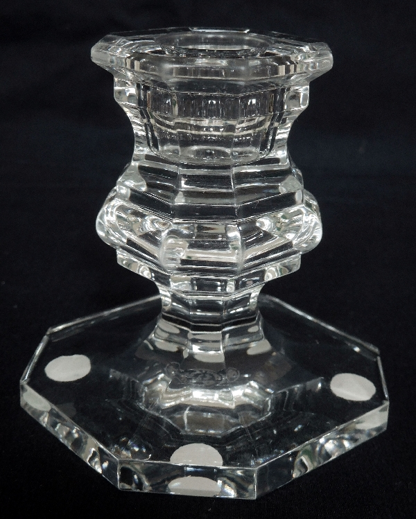 Pair of Baccarat crystal candleholders, Harcourt pattern - signed