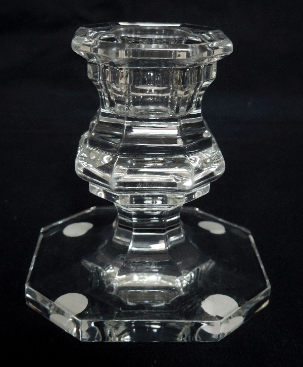 Pair of Baccarat crystal candleholders, Harcourt pattern - signed