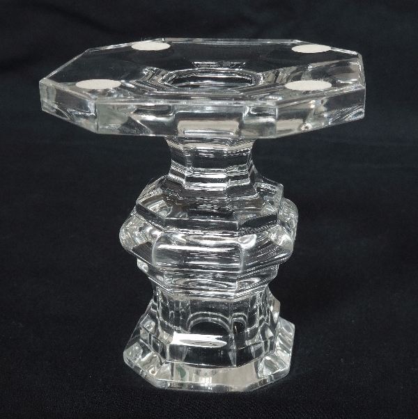 Pair of Baccarat crystal candleholders, Harcourt pattern - signed