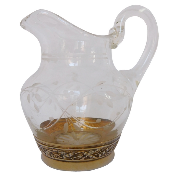 Charmant pot à lait / crème de style Louis XVI en cristal de Baccarat et vermeil, poinçon Minerve