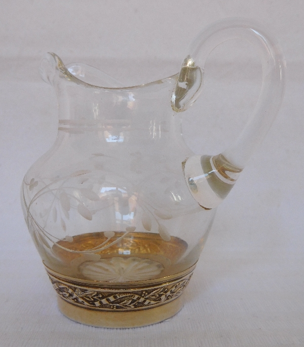 Louis XVI style Baccarat crystal and vermeil milk / cream pitcher