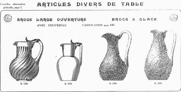 Rare pichet à orangeade avec poche à glace en cristal de Baccarat, étiquette papier