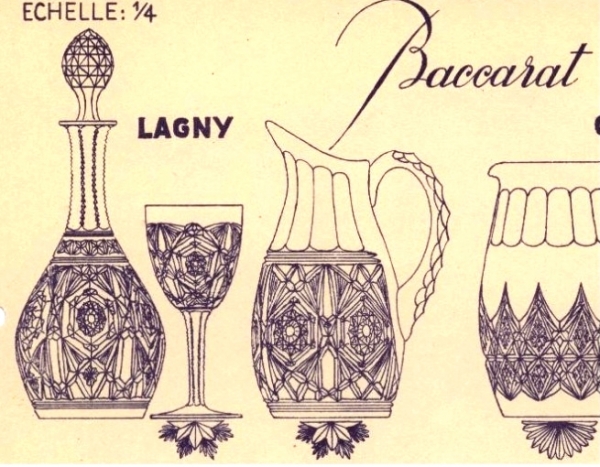 Pichet à orangeade en cristal de Baccarat et métal argenté, modèle Lagny