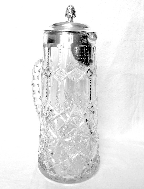 Baccarat crystal & Christofle : tall orangeade pitcher - Lagny pattern