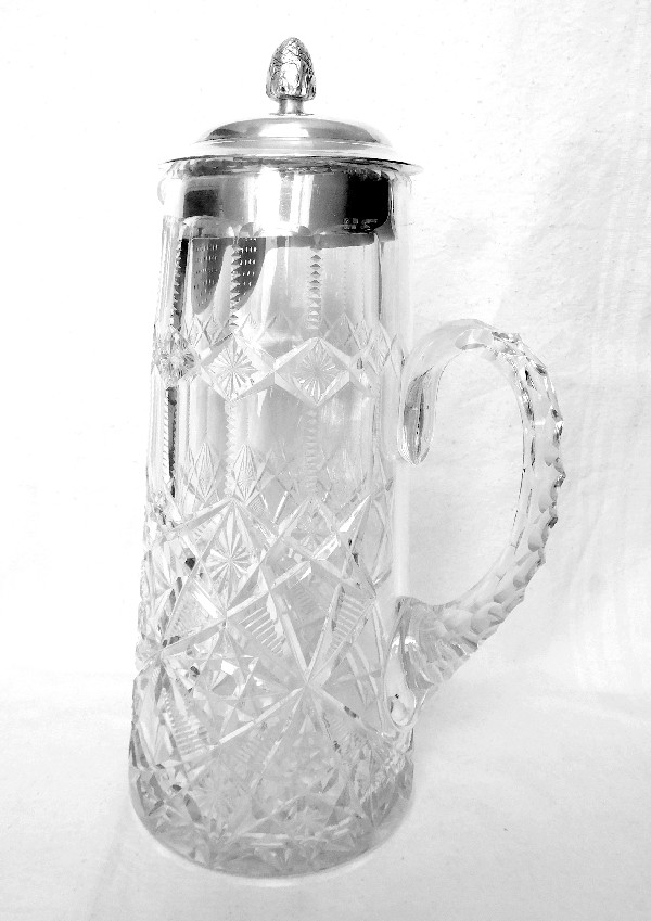 Baccarat crystal & Christofle : tall orangeade pitcher - Lagny pattern