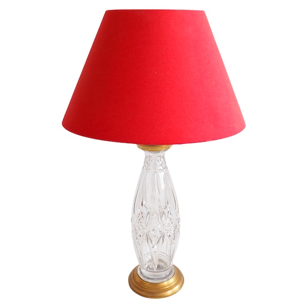 Baccarat crystal and ormolu lamp base, original paper sticker