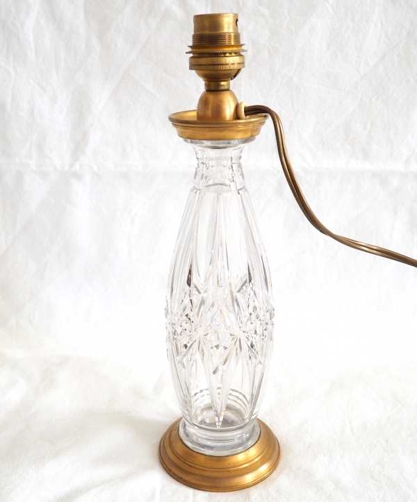 Pied de lampe en cristal de Baccarat et bronze doré - étiquette papier