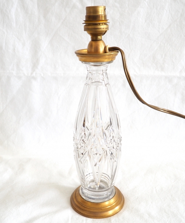 Baccarat crystal and ormolu lamp base, original paper sticker