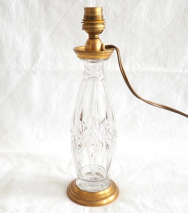 Pied de lampe en cristal de Baccarat et bronze doré - étiquette papier