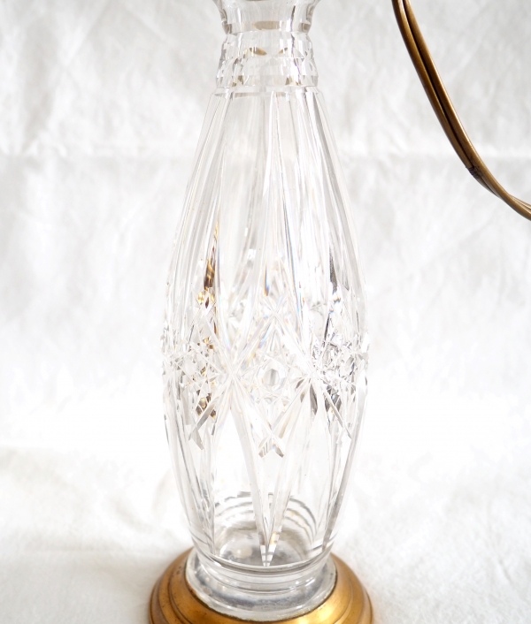 Pied de lampe en cristal de Baccarat et bronze doré - étiquette papier