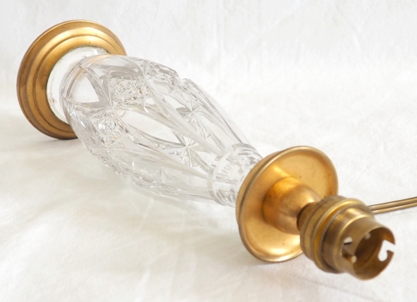 Pied de lampe en cristal de Baccarat et bronze doré - étiquette papier