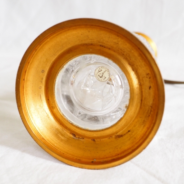 Baccarat crystal and ormolu lamp base, original paper sticker