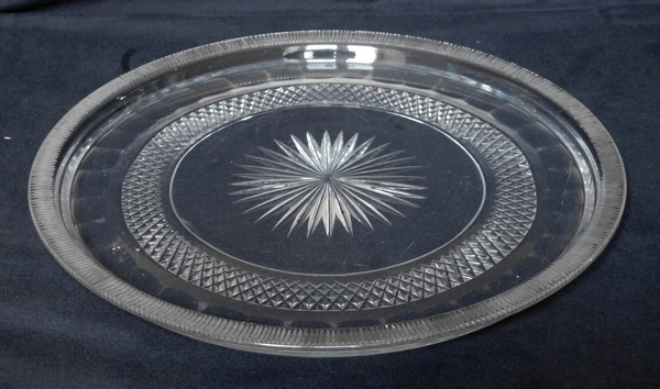 Plat rond en cristal taillé du Creusot époque Charles X - début XIXe vers 1820 - 1830