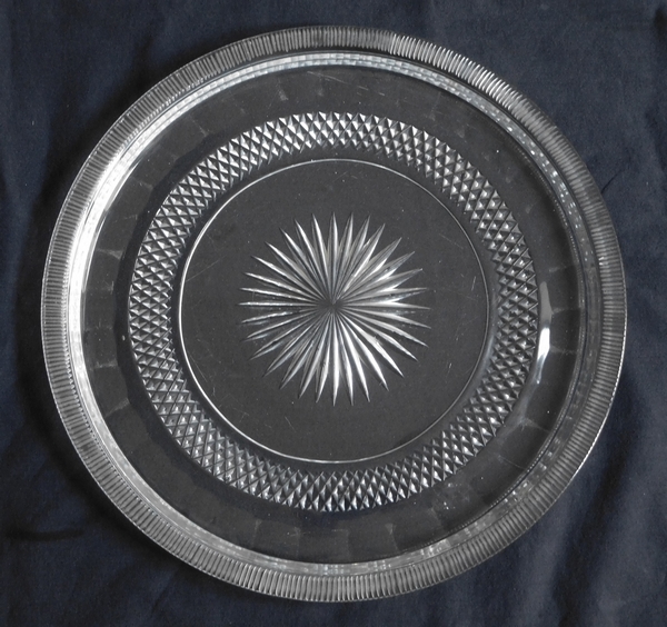 Plat rond en cristal taillé du Creusot époque Charles X - début XIXe vers 1820 - 1830