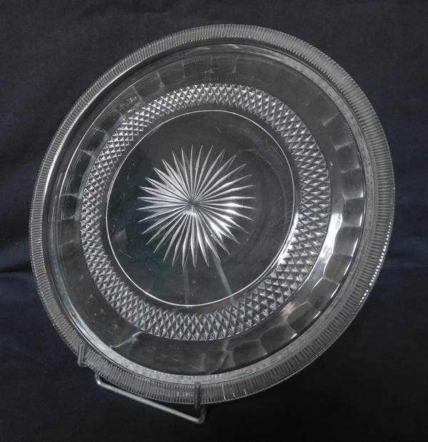 Plat rond en cristal taillé du Creusot époque Charles X - début XIXe vers 1820 - 1830