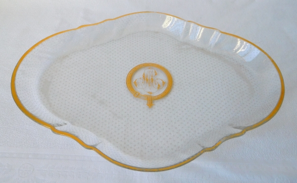 Baccarat crystal tray, late 19th century, LM monogram, circa 1870