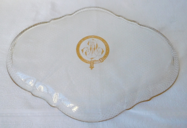 Baccarat crystal tray, late 19th century, LM monogram, circa 1870