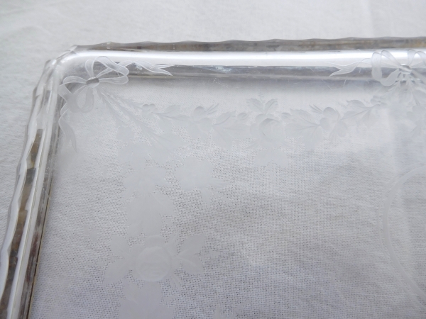 Risler & Carré : Baccarat crystal and sterling silver mail tray, crown of Prince engraved