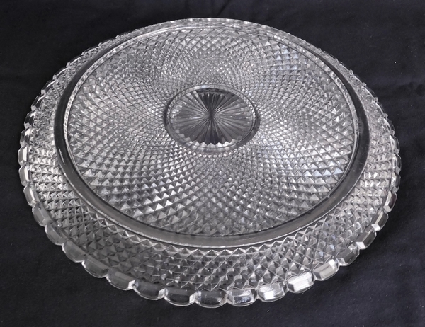 Plat à tarte / plateau en cristal de Baccarat, modèle pointes de diamants (Marie-Louise) - signé