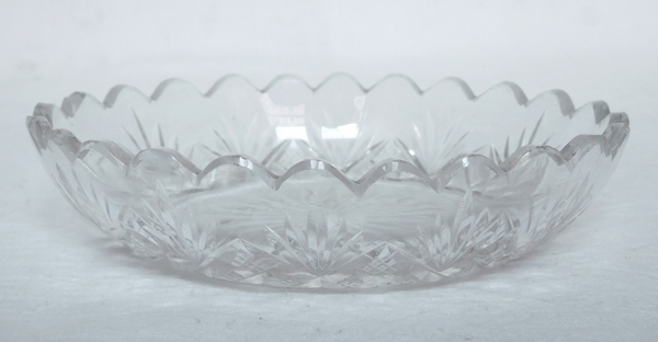 Porte-savon ou épinglier en cristal de Baccarat, cristal taillé à palmettes, modèle Douai