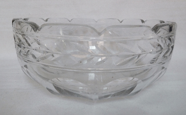 Antique French Baccarat crystal salad bowl, Lauriers pattern