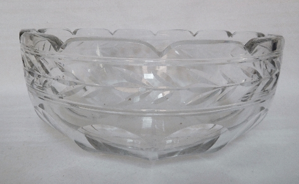 Antique French Baccarat crystal salad bowl, Lauriers pattern