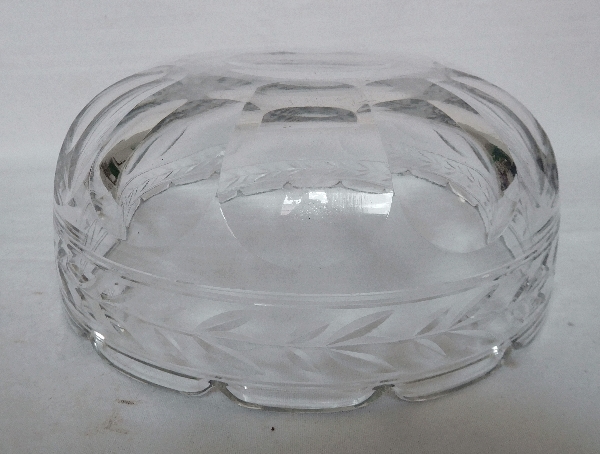 Antique French Baccarat crystal salad bowl, Lauriers pattern