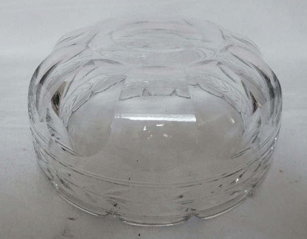 Antique French Baccarat crystal salad bowl, Lauriers pattern