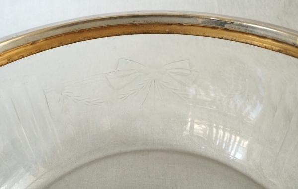 Louis Coignet : Louis XVI style Baccarat crystal and sterling silver salad bowl