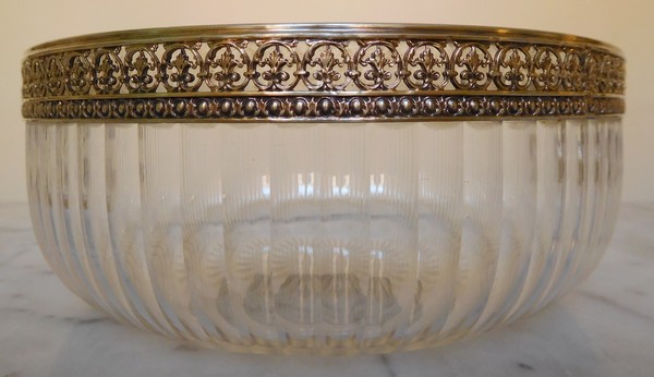 Baccarat crystal salad bowl, mounted with vermeil (gilt sterling silver)