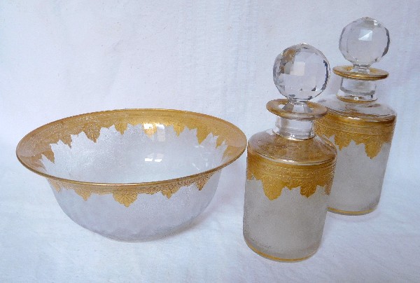 St Louis crystal bowl gilt with fine gold, Empire style