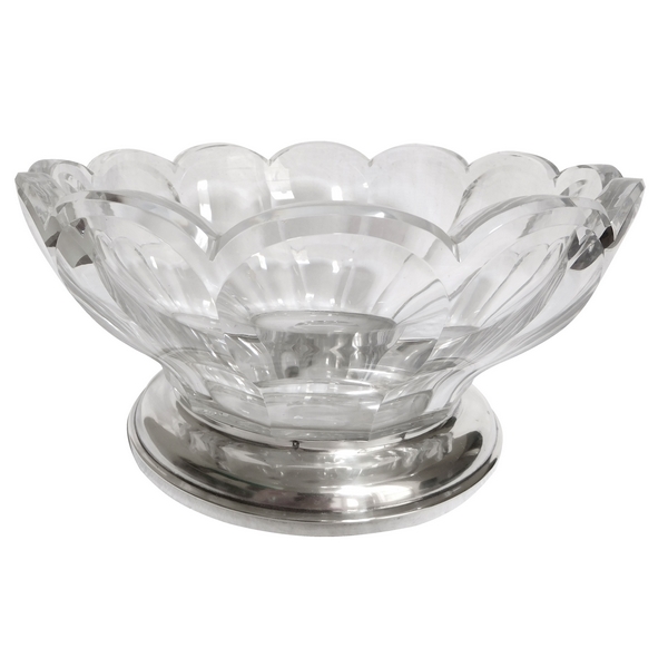 Baccarat crystal salad bowl, Malmaison pattern, sterling silver base