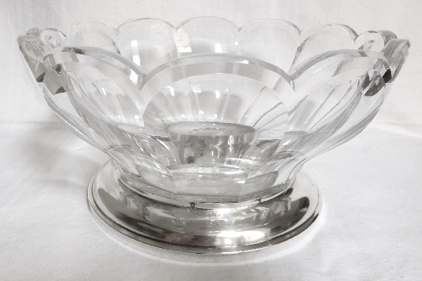 Baccarat crystal salad bowl, Malmaison pattern, sterling silver base