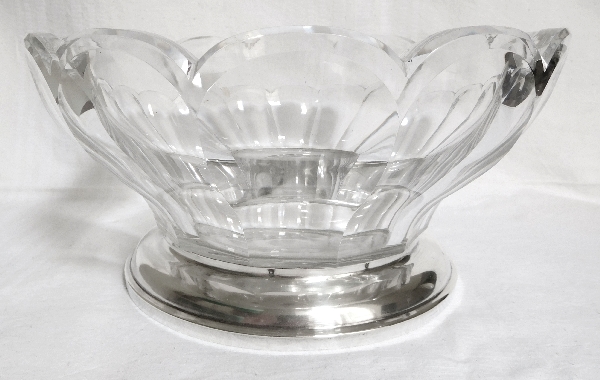 Baccarat crystal salad bowl, Malmaison pattern, sterling silver base