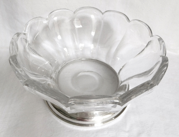 Baccarat crystal salad bowl, Malmaison pattern, sterling silver base