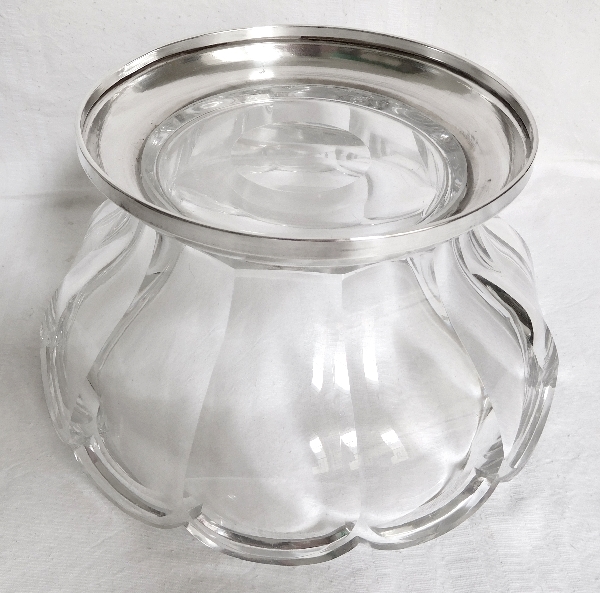 Baccarat crystal salad bowl, Malmaison pattern, sterling silver base