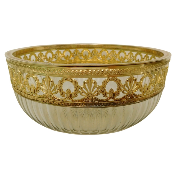 Baccarat crystal and vermeil (sterling silver) Empire style salad bowl, silversmith Puiforcat