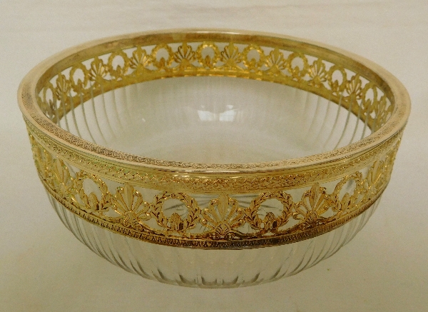 Baccarat crystal and vermeil (sterling silver) Empire style salad bowl, silversmith Puiforcat