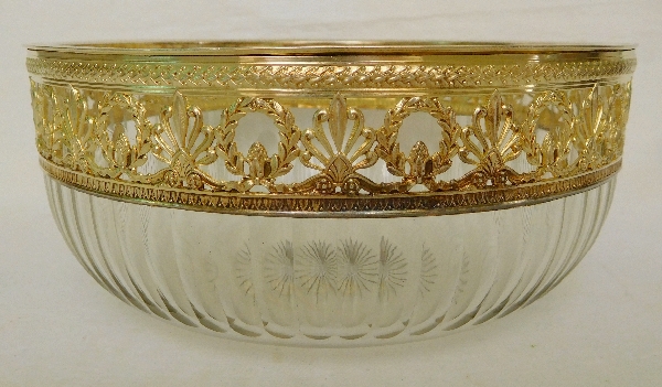 Baccarat crystal and vermeil (sterling silver) Empire style salad bowl, silversmith Puiforcat