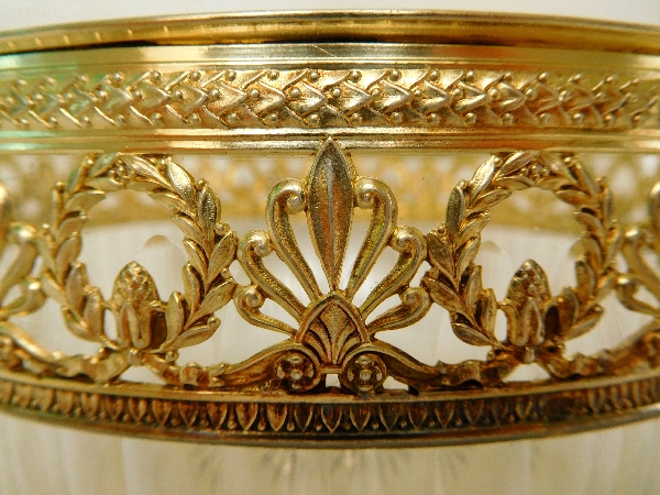 Baccarat crystal and vermeil (sterling silver) Empire style salad bowl, silversmith Puiforcat