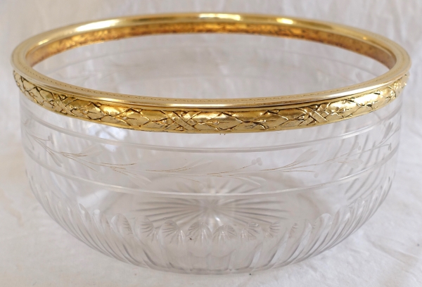 Puiforcat : Baccarat crystal and vermeil (sterling silver) Louis XVI style salad bowl