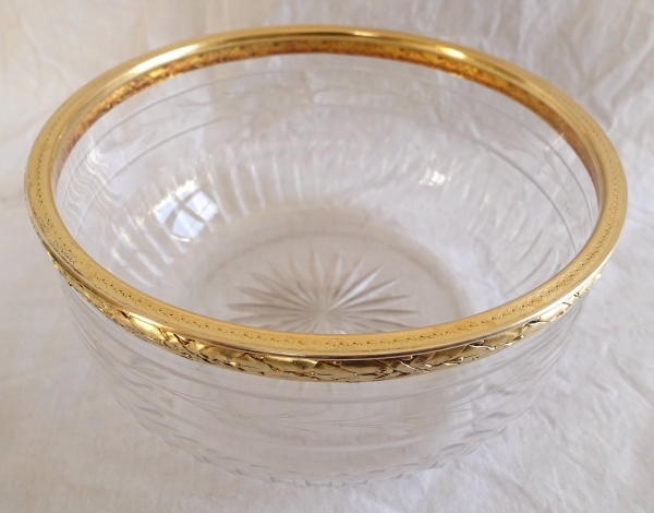 Puiforcat : Baccarat crystal and vermeil (sterling silver) Louis XVI style salad bowl