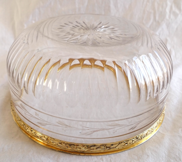 Puiforcat : saladier / jatte / coupe en cristal de Baccarat et vermeil (argent massif), style Louis XVI