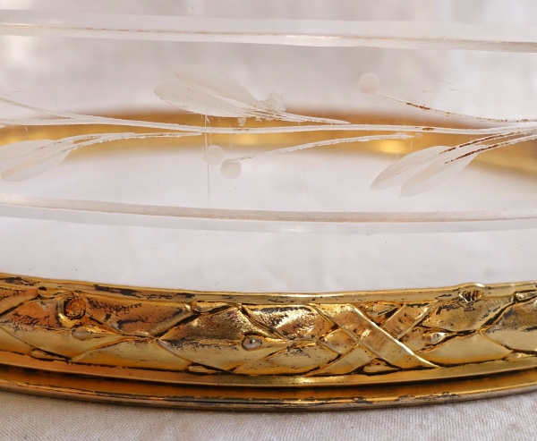 Puiforcat : Baccarat crystal and vermeil (sterling silver) Louis XVI style salad bowl