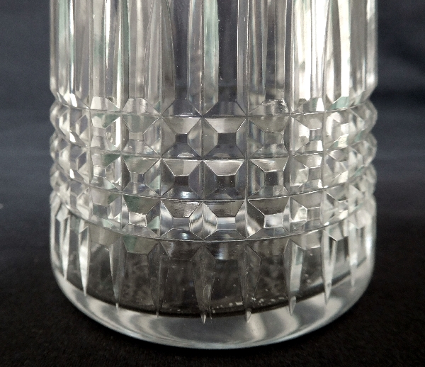 Baccarat crystal sugar shaker, Nancy pattern, silverplate lid