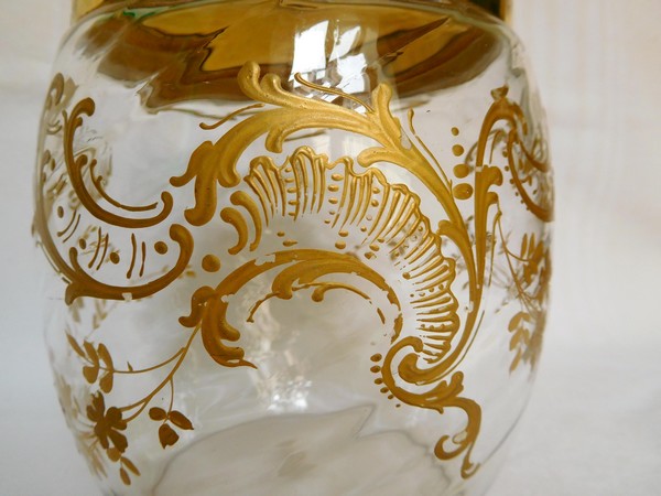 Seau à biscuit en cristal de Baccarat doré à l'or fin, décor de style Louis XV