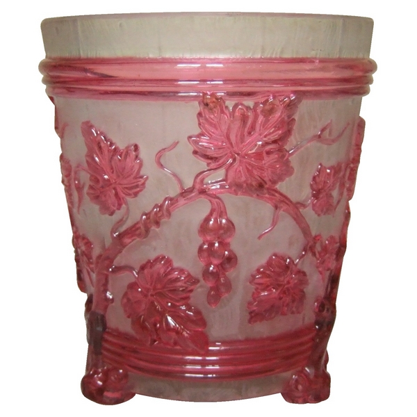 Baccarat crystal ice bucket, rare pink Vignes pattern