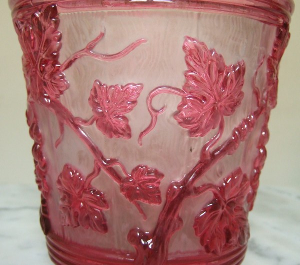 Baccarat crystal ice bucket, rare pink Vignes pattern