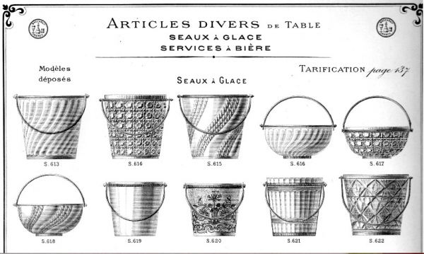 Seau à glaçons Art Nouveau en cristal de Baccarat multi-couches rouge, vert et or - vers 1900