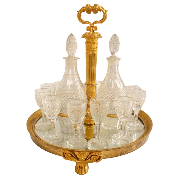 Empire Le Creusot crystal and ormolu liquor set, early 19th century